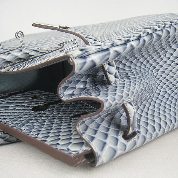 High Quality Fake Hermes Birkin 35CM Fish Veins Leather Bag Blue 6089